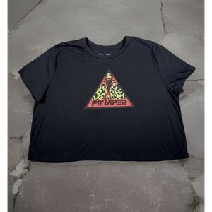 Pit Viper Crop Top Tshirt XL Black Ski Cheetah Print Send It Boxy‎ Shirt